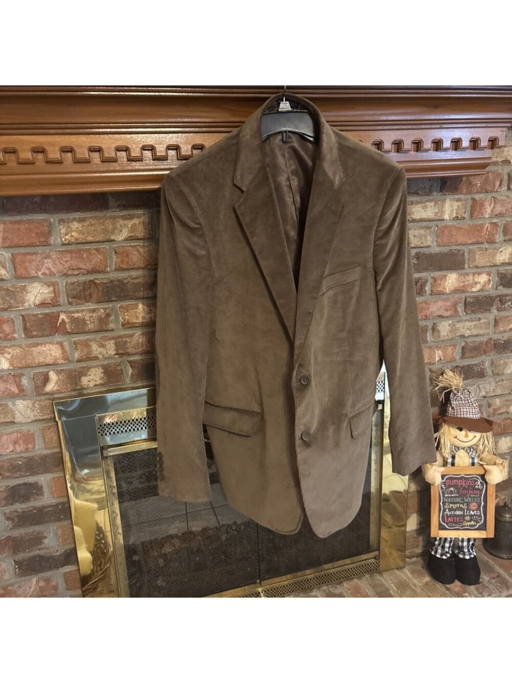 Stanford Brown Corduroy Sports Coat Size 44L Classic Fit Elbow Patches
